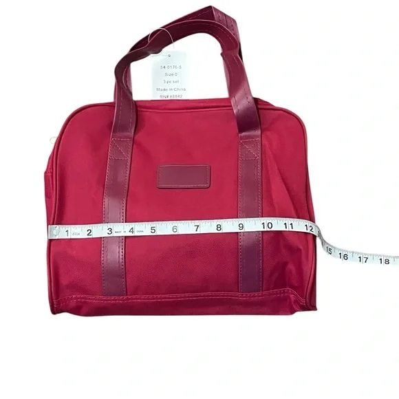 3 Piece Hot Pink Stylish Pink Travel Bag Set Weekender, Tote and Organizer - Picture 6 of 11